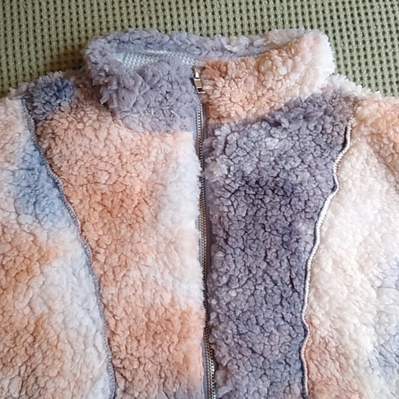 Plush Sherpa Tie dye Half Zip pullover Teddy sweater - Picture 5 of 8